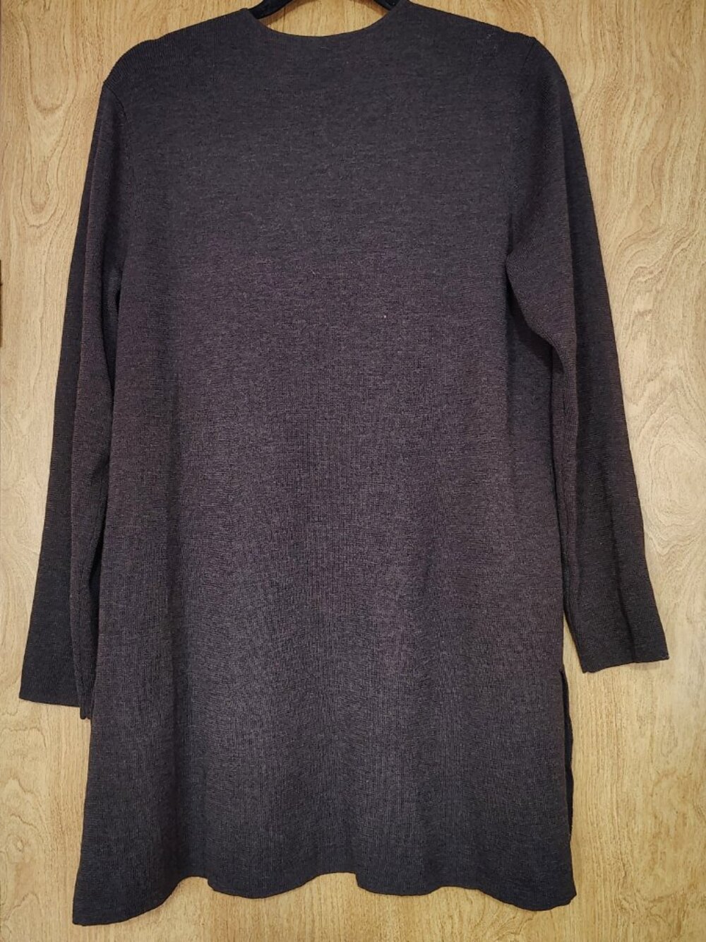 NWT$378 Eileen Fisher Peat Round-Nk Long Cardi-Duster L fit XL?Wool Crepe Jacket - Picture 2 of 6